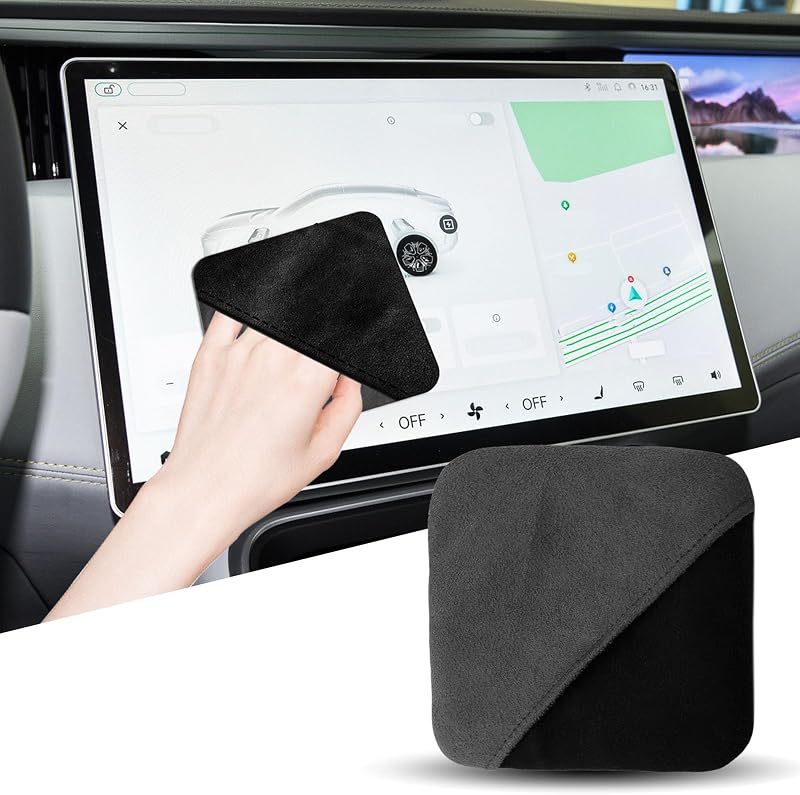 1PC Car Touch Screen Cleaner, Square Microfiber Cleaning Cloth Car Wipes Interior Cleaning Foldable Non-Scratch Anti-Static Pad for Car Touchscreen, Dashboard LCD Display & Electronic Devices