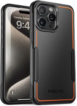 Poetic Neon Series Case Compatible with iPhone 15 Pro 6.1 inch 2023 Release, Dual Layer Heavy Duty Tough Rugged Lightweight Slim Shockproof Protective Case, Black