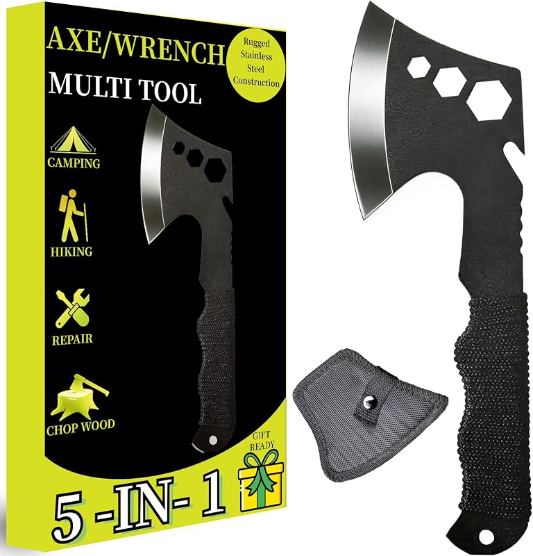 Multi Tool Hatchet Gifts for Men - Unique Fathers Day Dad Gifts, Birthday Gift Ideas for Husband, Cool Camping Axe for Outdoor Hiking Survival Garden Home, Valentines Gift for Him, Stocking Stuffers