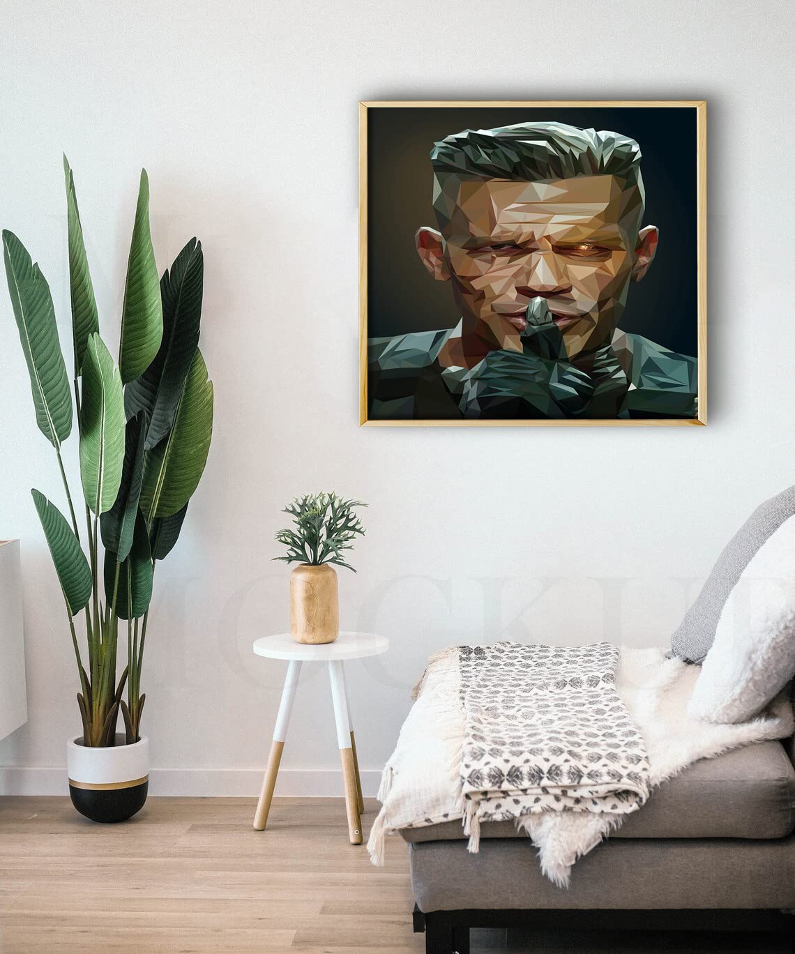 VERRE ART Printed Framed Canvas Painting for Home Decor Office Wall Studio Wall Living Room Decoration (22x22inch Wooden Floater) - josh brolin deadpool 2 Lowpoly
