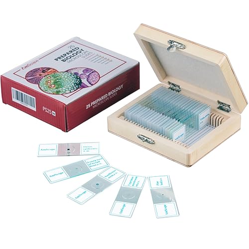 Miniatura 6 de AmScope 120X-1200X 52-pcs Kids Beginner Microscope STEM Kit with Metal Body Microscope, Plastic Slides + PS25 Prepared Microscope Slide Set for