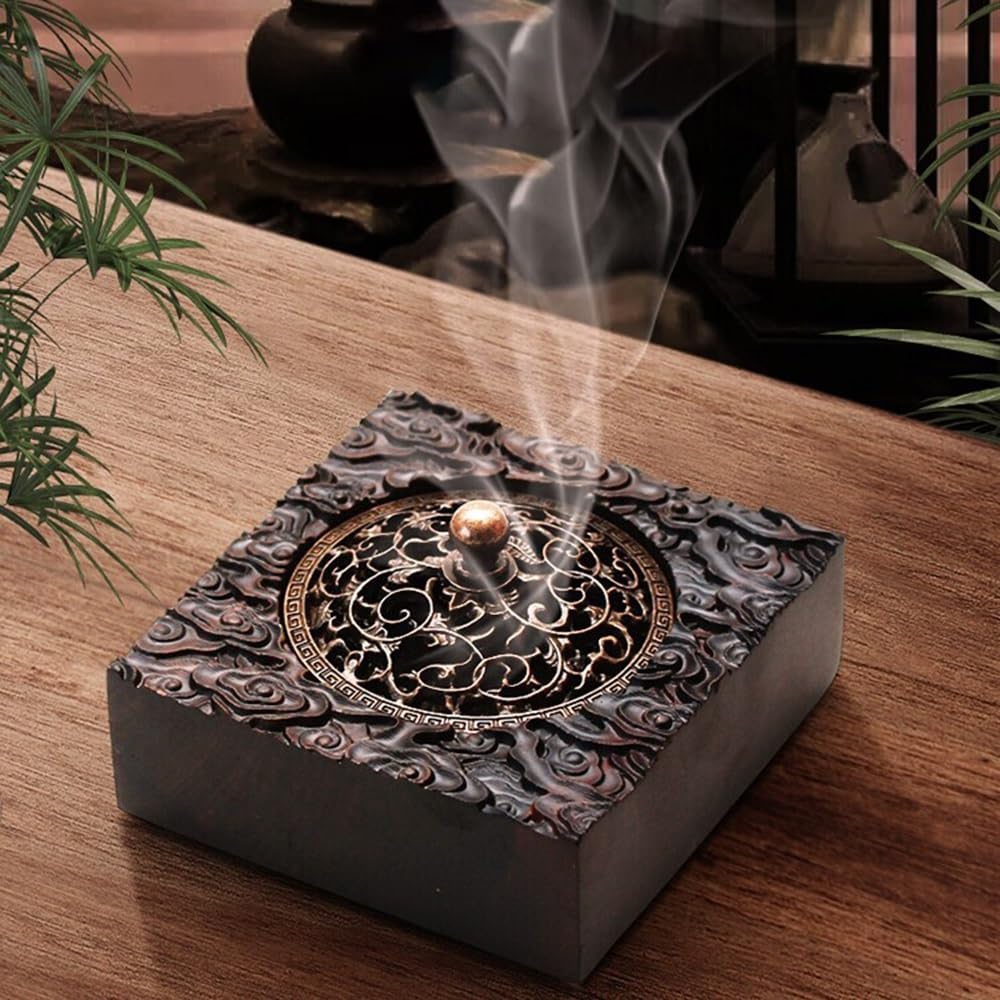 Espositore per Gioielli Piastra for stufa for aromaterapia in legno massello con bruciatore di incenso retrò