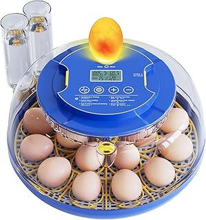 18 Egg Chicken Incubators for Hatching Eggs, Egg Incubator with Automatic Egg Turning and Humidity Control, Incubator for Chicken Eggs with 2 Size Trays, Hatch Days, Blue