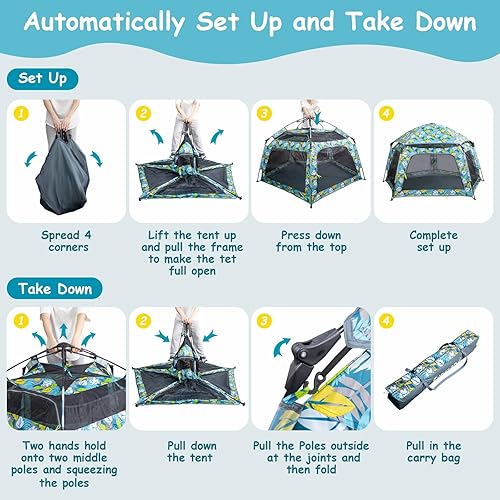 Miniatura 7 de Tienda de campaña desplegable para niños, para exteriores e interiores, casa de juegos de princesa grande para niñas de 1, 2, 3, 4 años