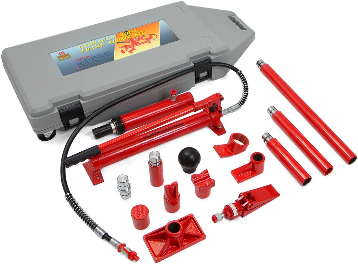 XtremepowerUS 10-Ton Porta Power Hydraulic Jack Ram Automotive Car Autobody Frame Repair Power Tool Loadhandler Equipment with Case