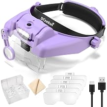Dilzekui Magnifying Glass with Light 1X-14X, Rechargeable Headset Magnifier