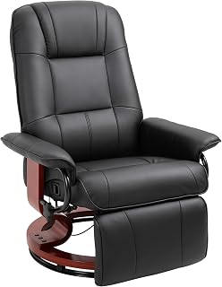 HOMCOM Relaxsessel mit Liegefunktion 360° Drehbar Air-Leder Schwarz