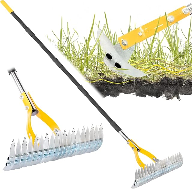 BlumeTrec BlumeTrec Gartenrechen Vertikutier-Rechen (38 cm verstellbarer Rechenkopf, 1,9 m Stiel, Stahl) — Vertikutierer