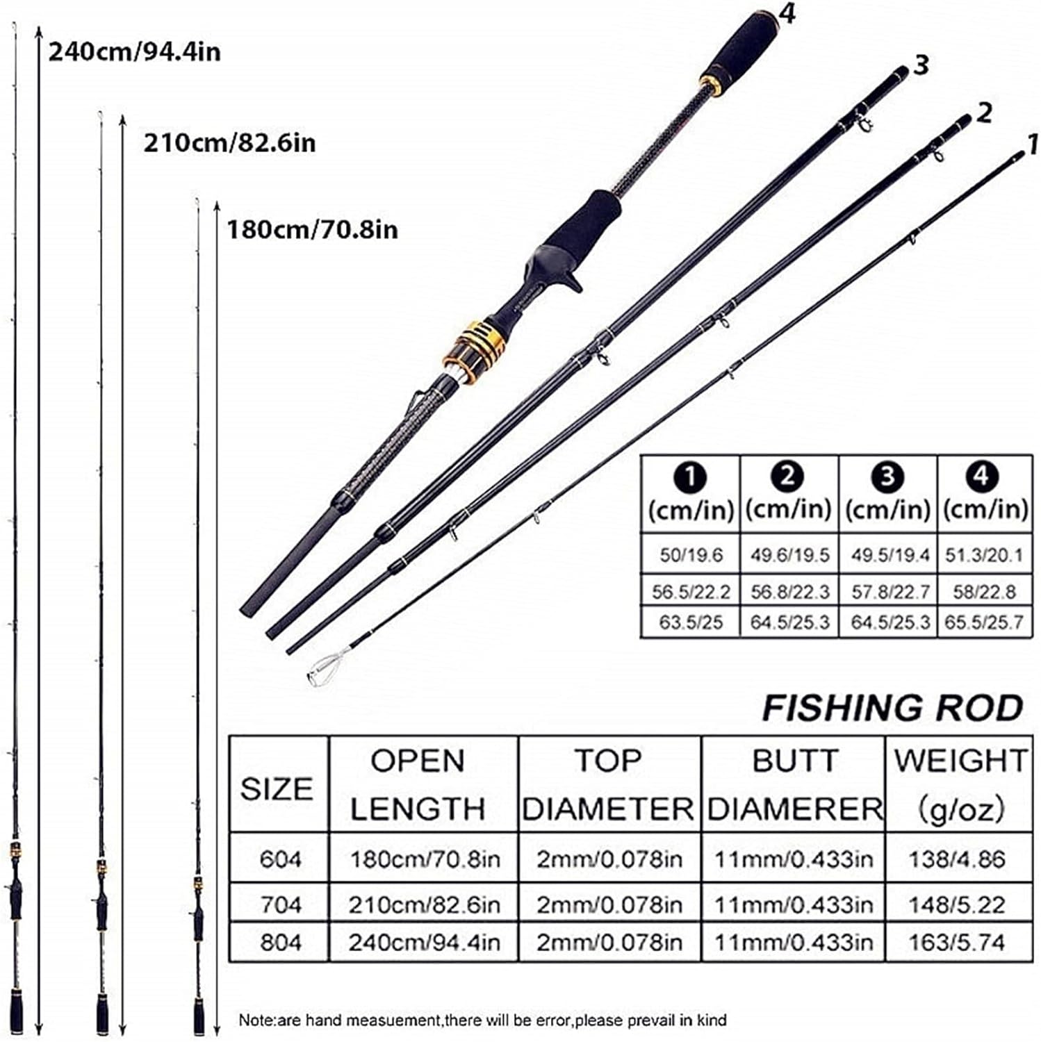 Fishing Rod Fishing Rod Casting Fishing Rod 1.8-2.4m Carbon Fiber Fishing Rod 99% Fishing Rod 4 Sections M/MH for Fishing Fishing Rod Spinning Fishing Rod
