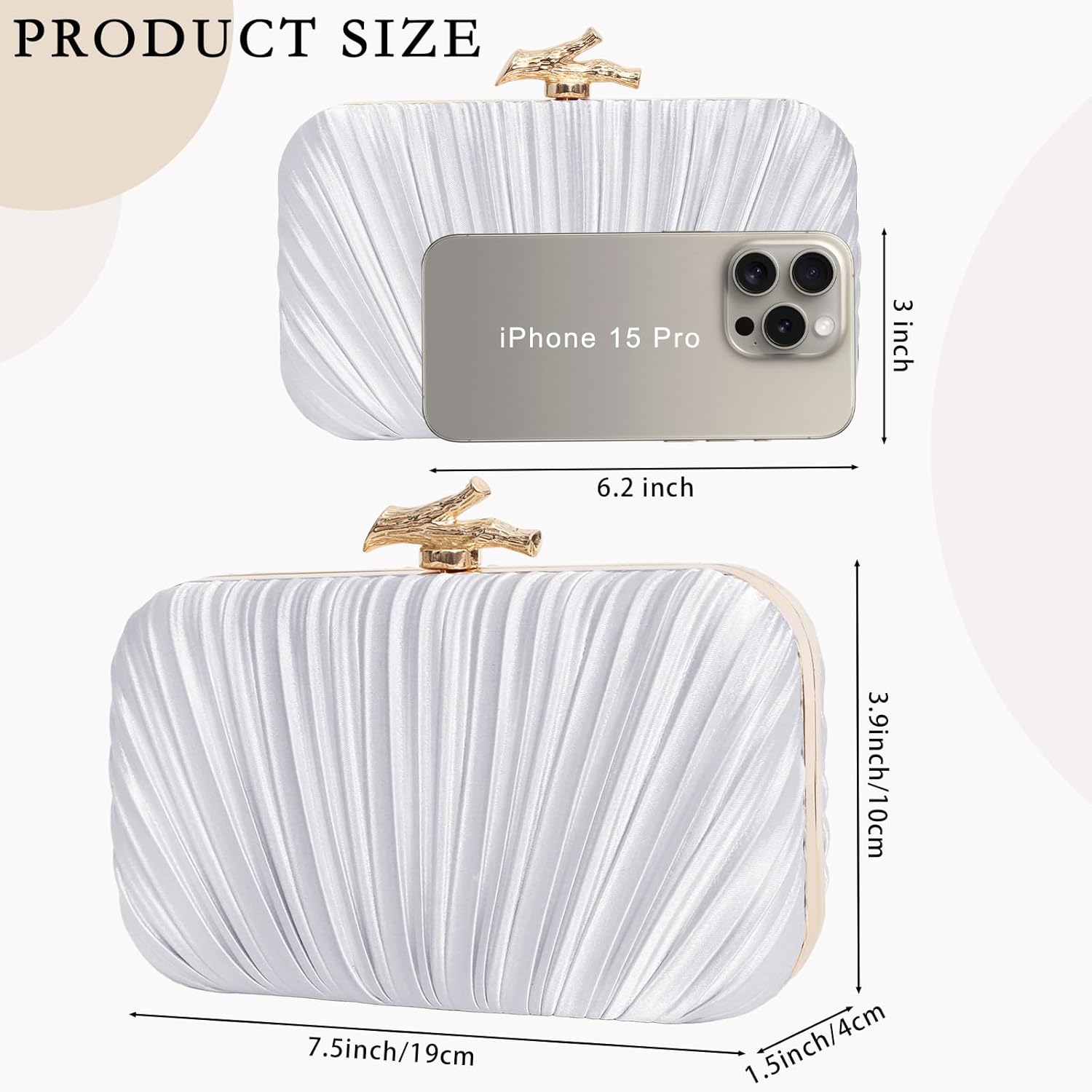 Women's Clutch Purse Evening Bag Crossbody Shoulder Pleated Clutch Bag for Wedding, Party, Prom - Image 4