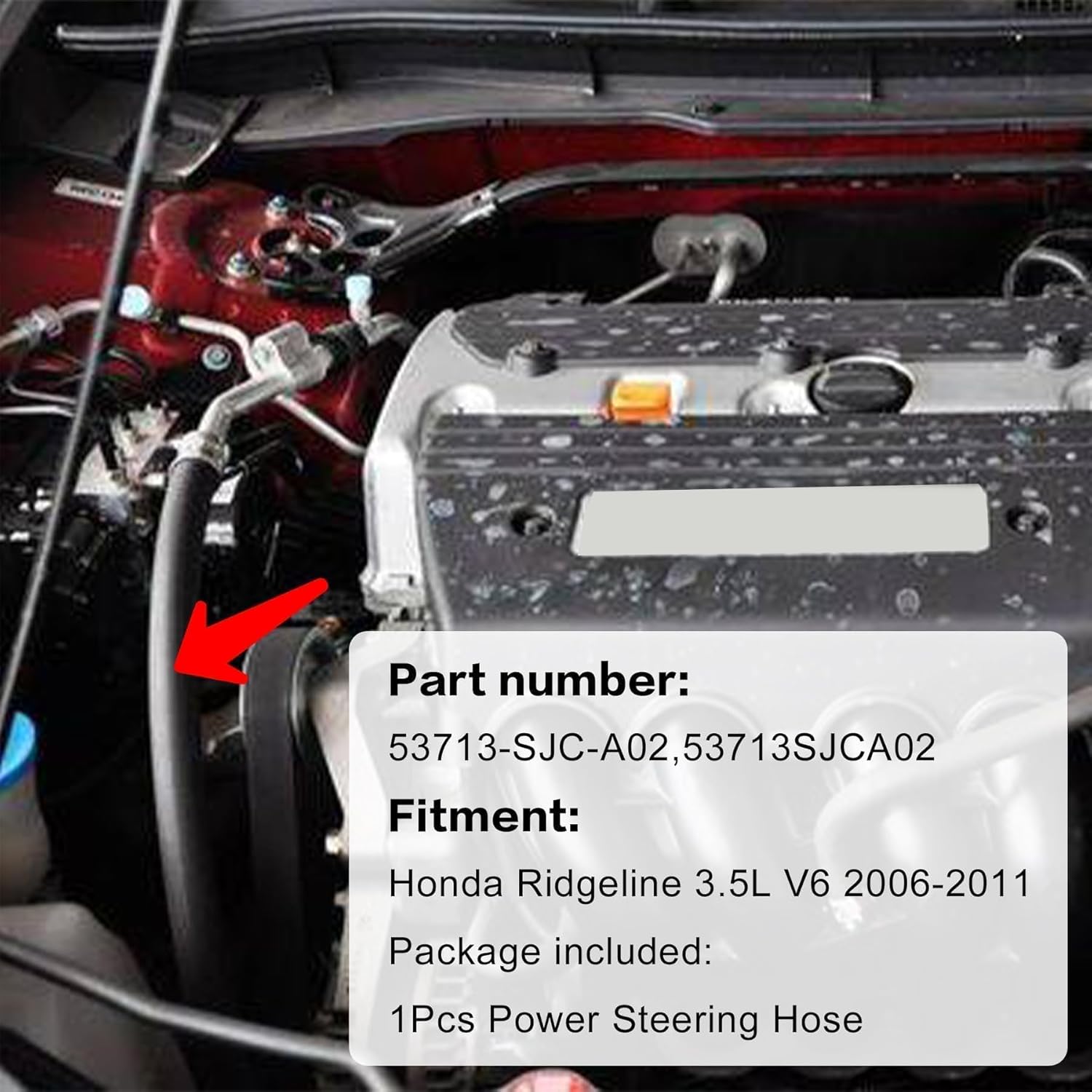 XQSMWF Power Steering Pressure Hose 53713SJCA02 53713SJCA01 Compatible with Honda Ridgeline 3.5L V6 2006-2011# 53713-SJC-A02 53713-SJC-A01