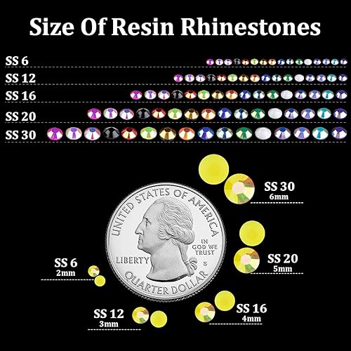 Miniatura 3 de 2500 diamantes de imitación de resina de 0.197 pulgadas a granel, color amarillo limón AB con parte trasera plana, diamantes de imitación redondos