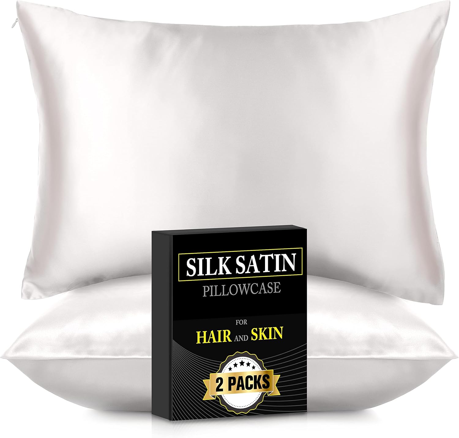 Silk Satin Pillowcase for Hair and Skin Standard Size of 2