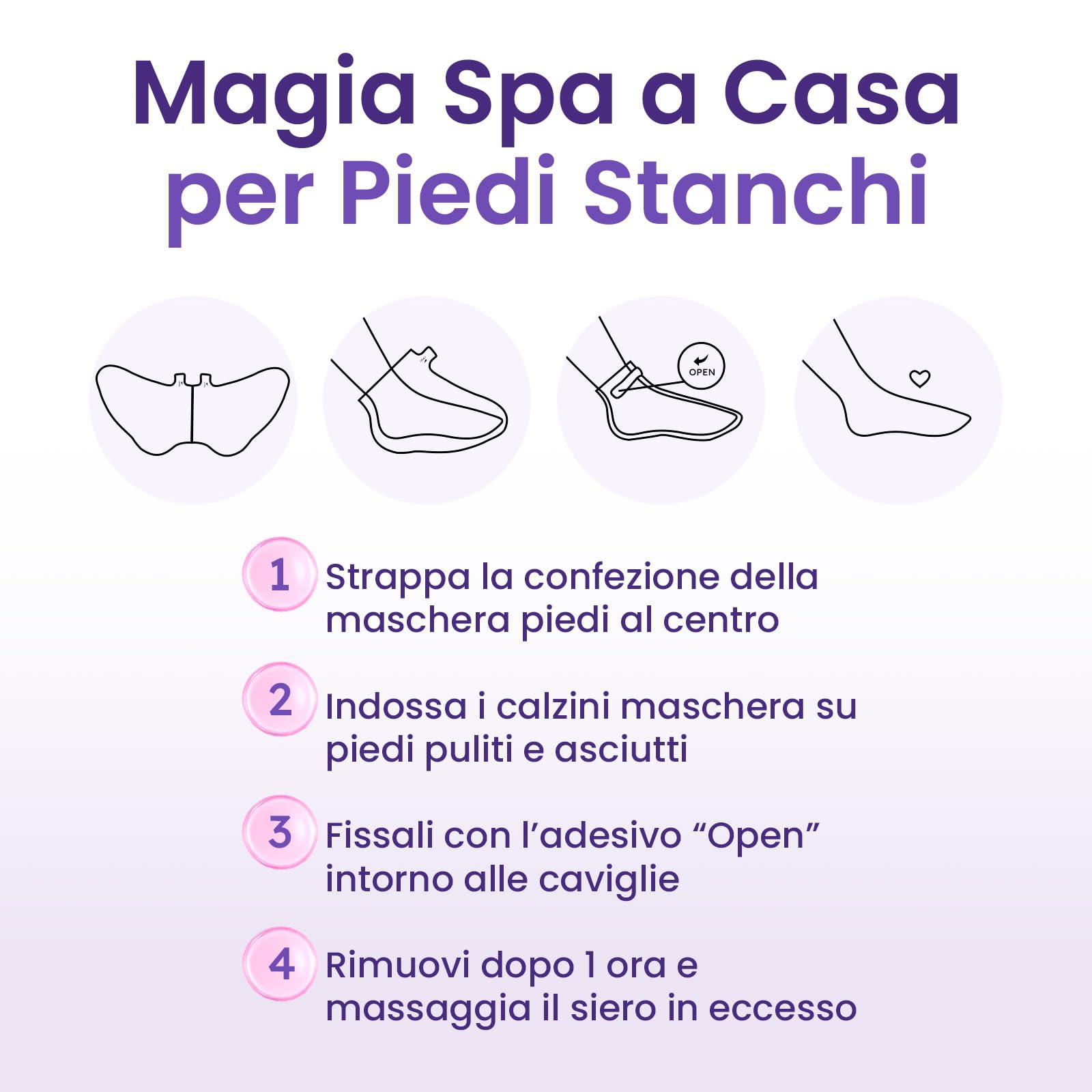 Maschera Piedi Esfoliante (6 Paia), Trattamento per Talloni Screpolati con Lavanda e Burro di Karité, Peeling Piedi Idratante per Uomo e Donna, Calzini Esfolianti Taglia Unica