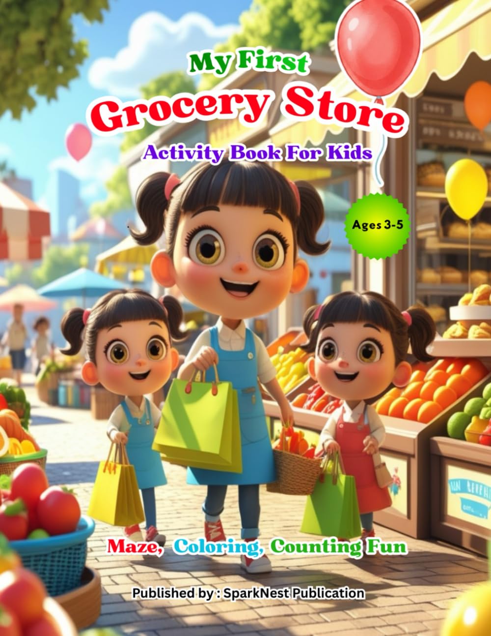 My First Grocery Store Activity Book for Kids 3–5: Learn, Trace, Count and Color • Preschool & Toddler Educational Coloring Book • Mazes, Dot-to-Dot, ... (My First Maze, Coloring & Counting Books)