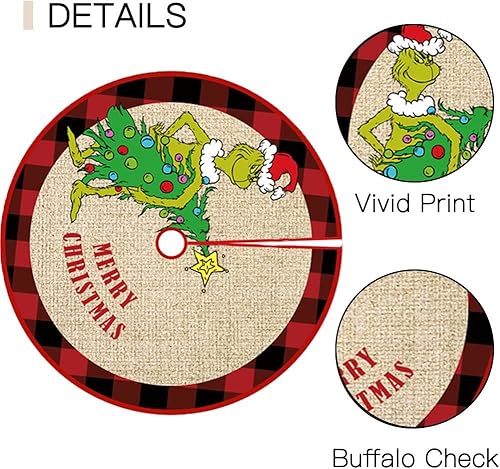 image for babytok 48 Inch Christmas Tree Skirt, Xmas Large Lace-up Red Green Buf