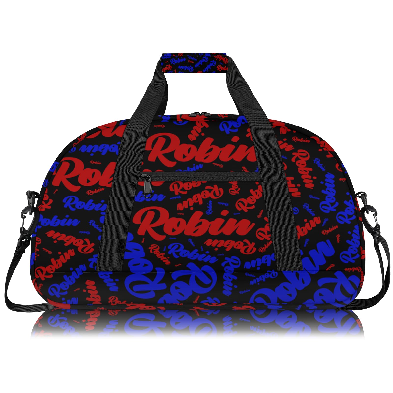 Personalized Sport-Gym-Swimming-Bag for Kids Custom Duffel Travel Bag for Boy Girl Dance Gymnastics Bag Overnight Weekend Bag Red Blue Text