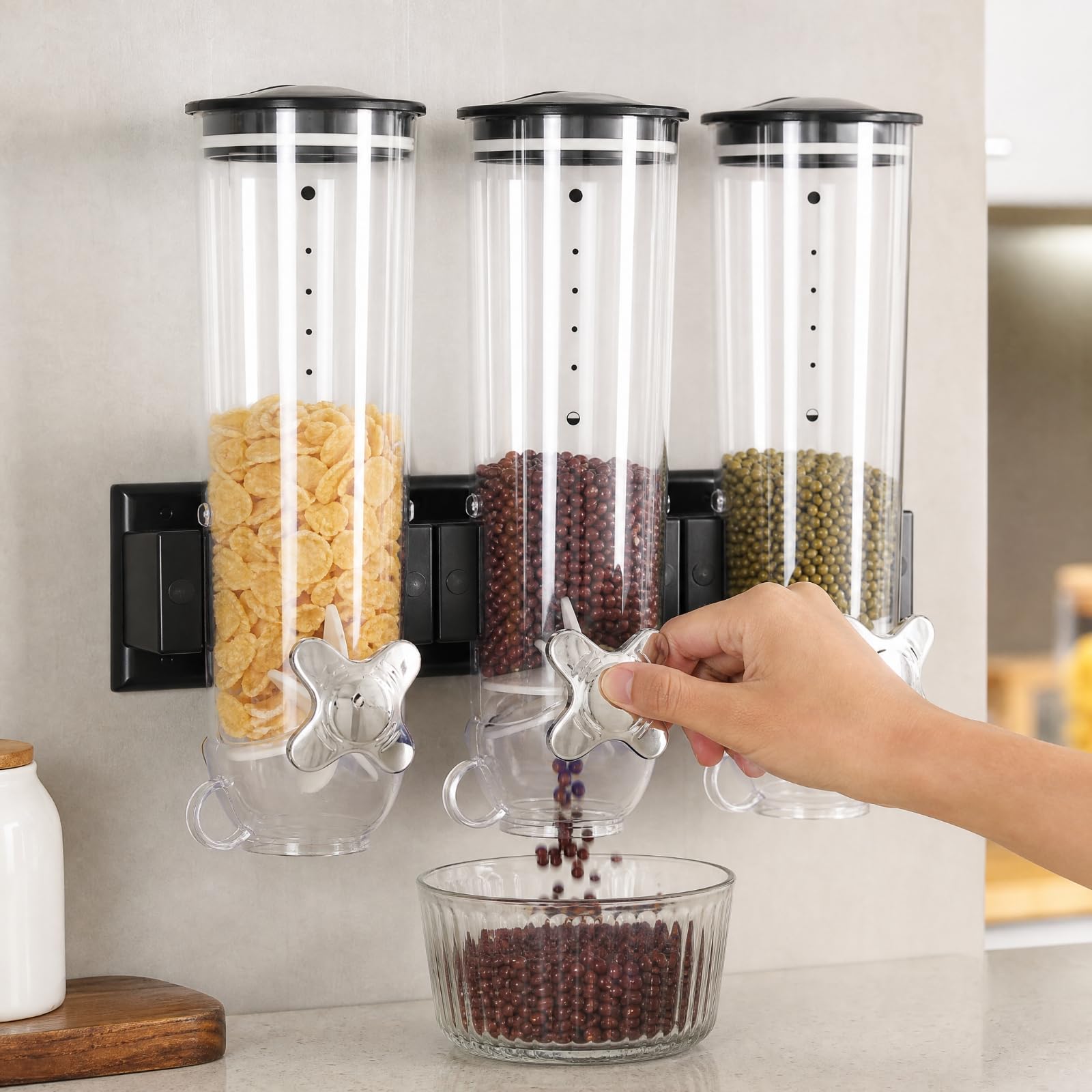 KESOTO Dispenser in Acrilico Trasparente con Camere Cilindriche Ricaricabile Dispenser con di Montaggio a Dose Regolabile per, Argento