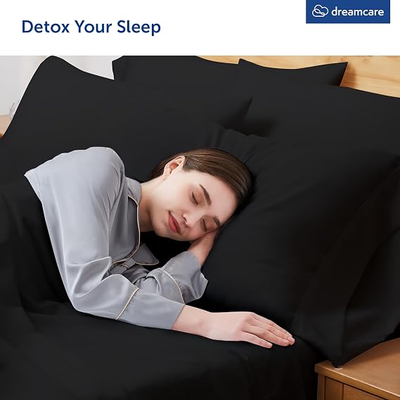 Dreamcare King Black Pillow Cases Set of 2 - Double Brushed 1500 Luxury Series Microfiber - Envelope Closure, Wrinkle- Free, Cooling Pillow Cases - King Size Pillow Cases Set of 2 (20 x 40, Black)
