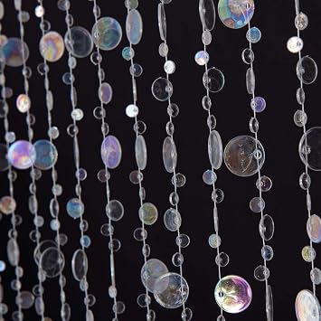 3FTx6FT Faux Crystal Iridescent Acrylic Bubbles Beaded Curtain Doorway Curtains for Room Divider Closet Party Wedding Kids Bedroom Backdrop Decoration