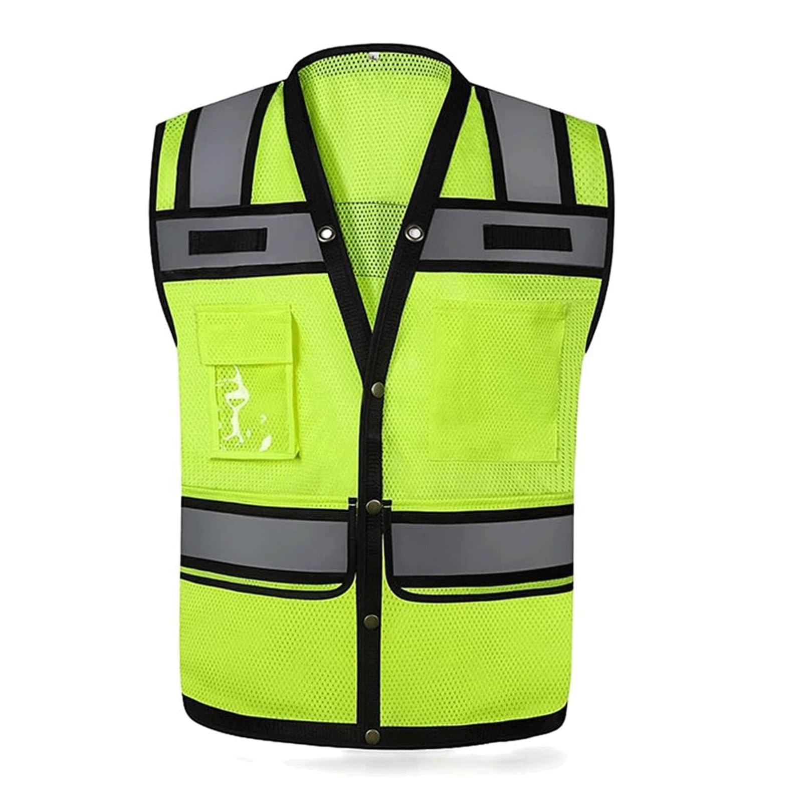 hi vis chaleco reflectante de alta visibilidad, Chaleco de seguridad Chaleco de seguridad de moda Chaleco reflectante de 4 bolsillos for andar en bicicleta y trotar