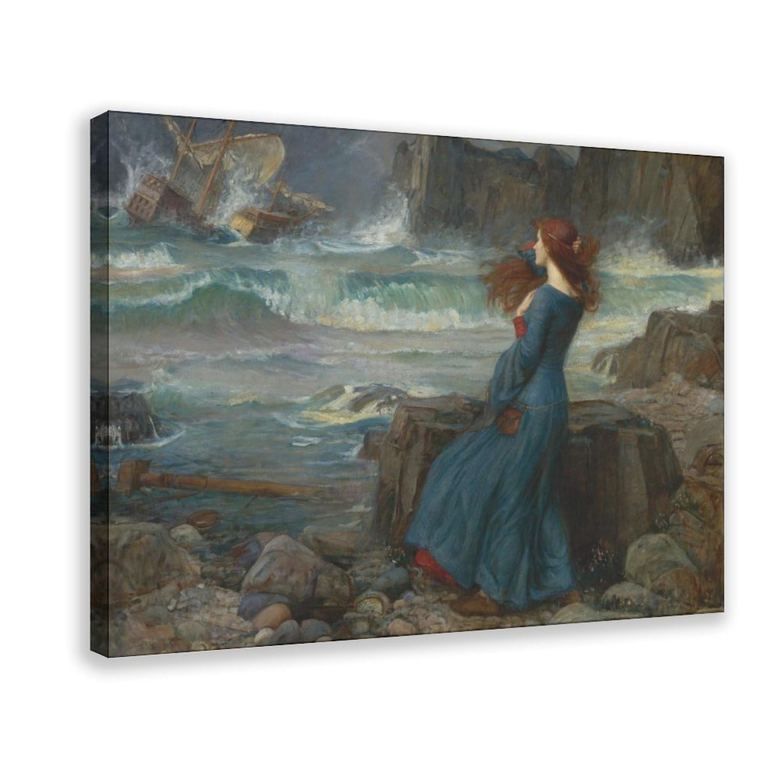 WCYB Miranda (The Tempest) by John William Waterhouse Posters Prints Canvas Deco Paintings Wall Art Frame 16" L X 24" W