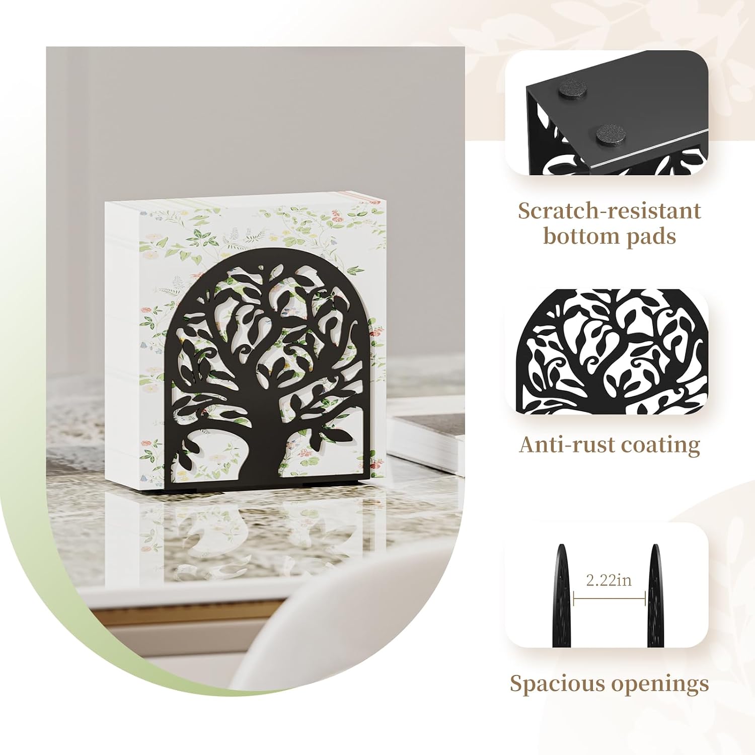 Metal Tree of Life Napkin Holder for Table, Fits Cocktail & Guest Napkins