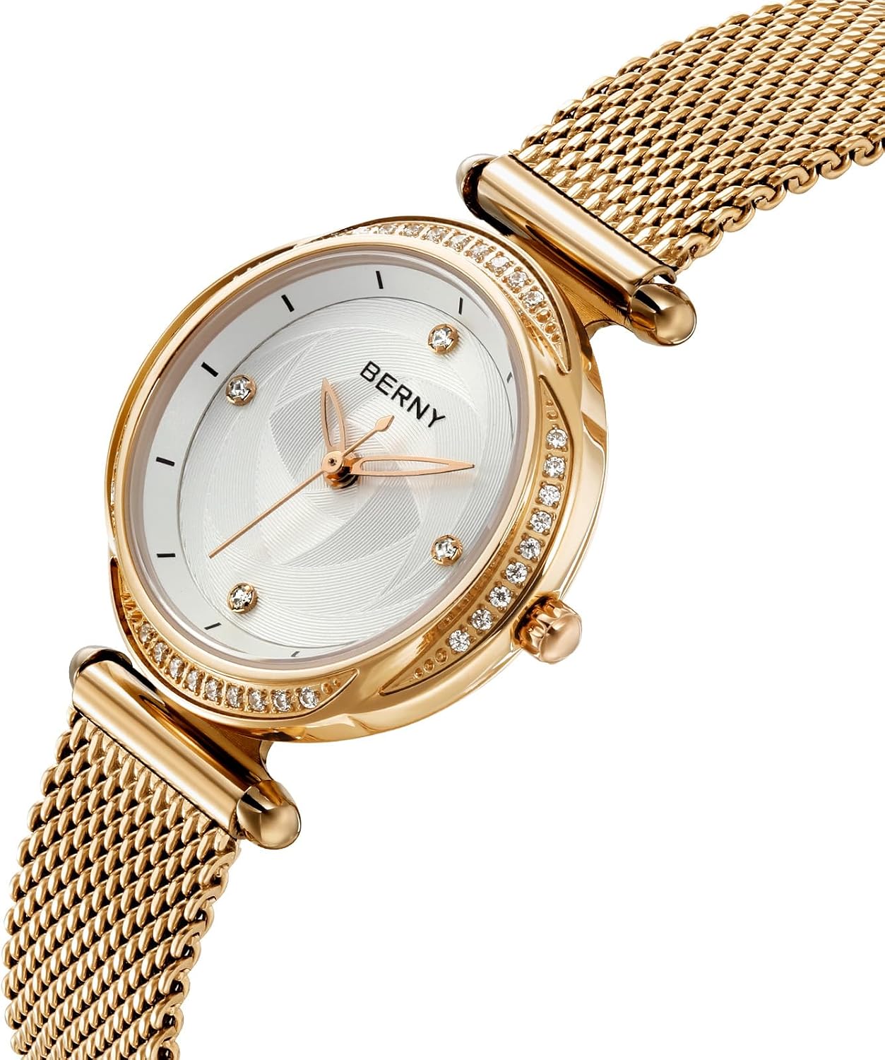 BERNY Gold Watches for Women Dainty Women's Wrist Watch Waterproof Small Ladies Bracelet Watch Fashion Female Analog Quartz Watch Stainless Steel Mesh Band Luxury Birthday Gifts