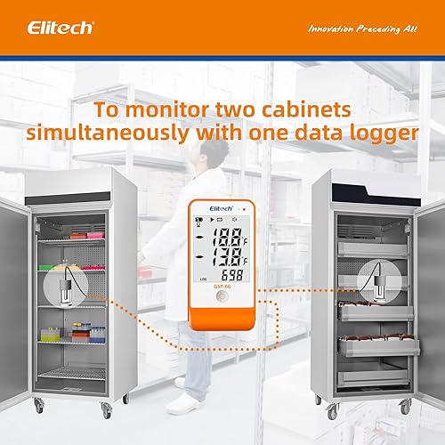 Miniatura 6 de Elitech Registrador digital de datos de humedad de temperatura farmacia DDL con certificado de calibración al auditor, termómetro de refrigerador,