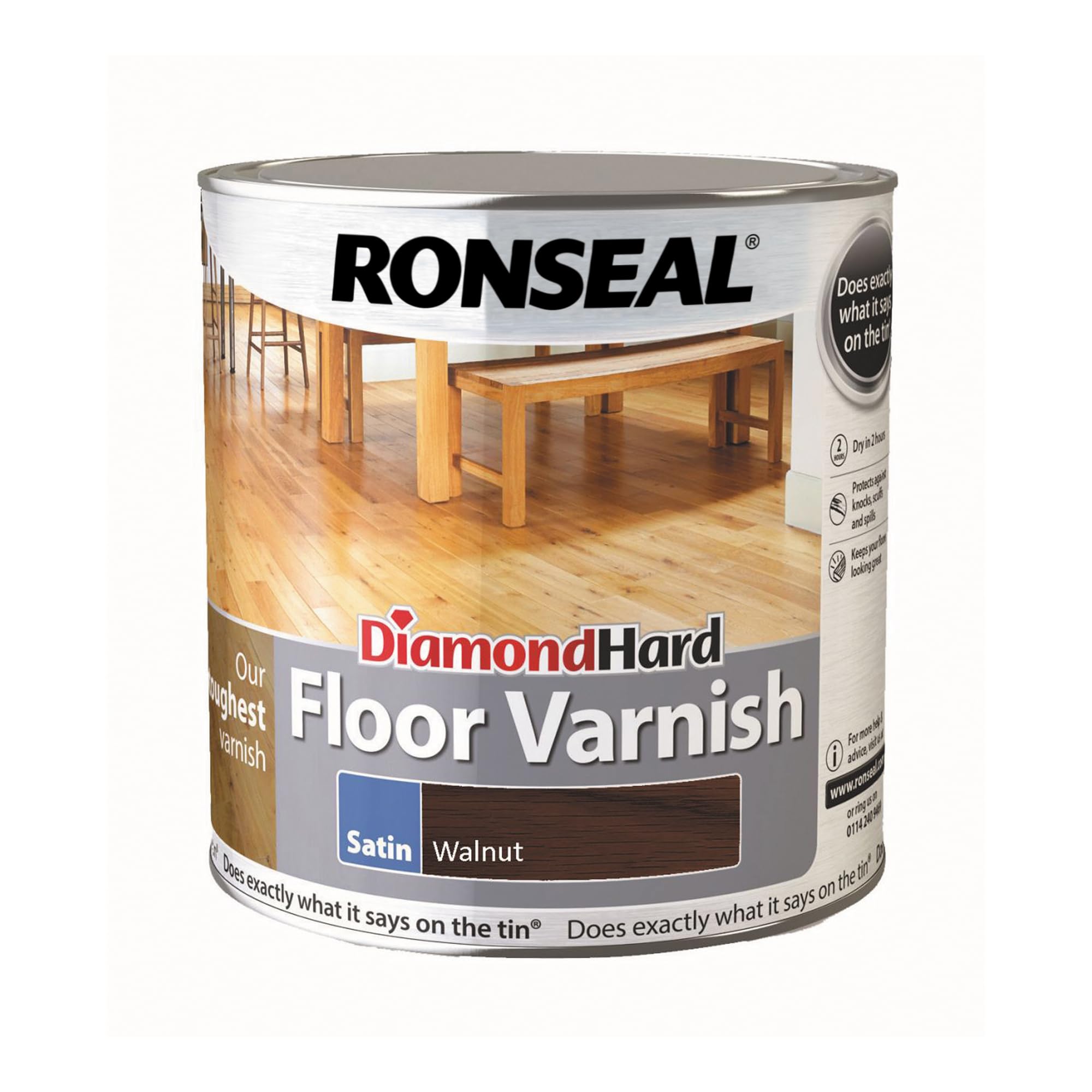 Ronseal Walnut Diamond Hard Floor Varnish Satin 2.5L