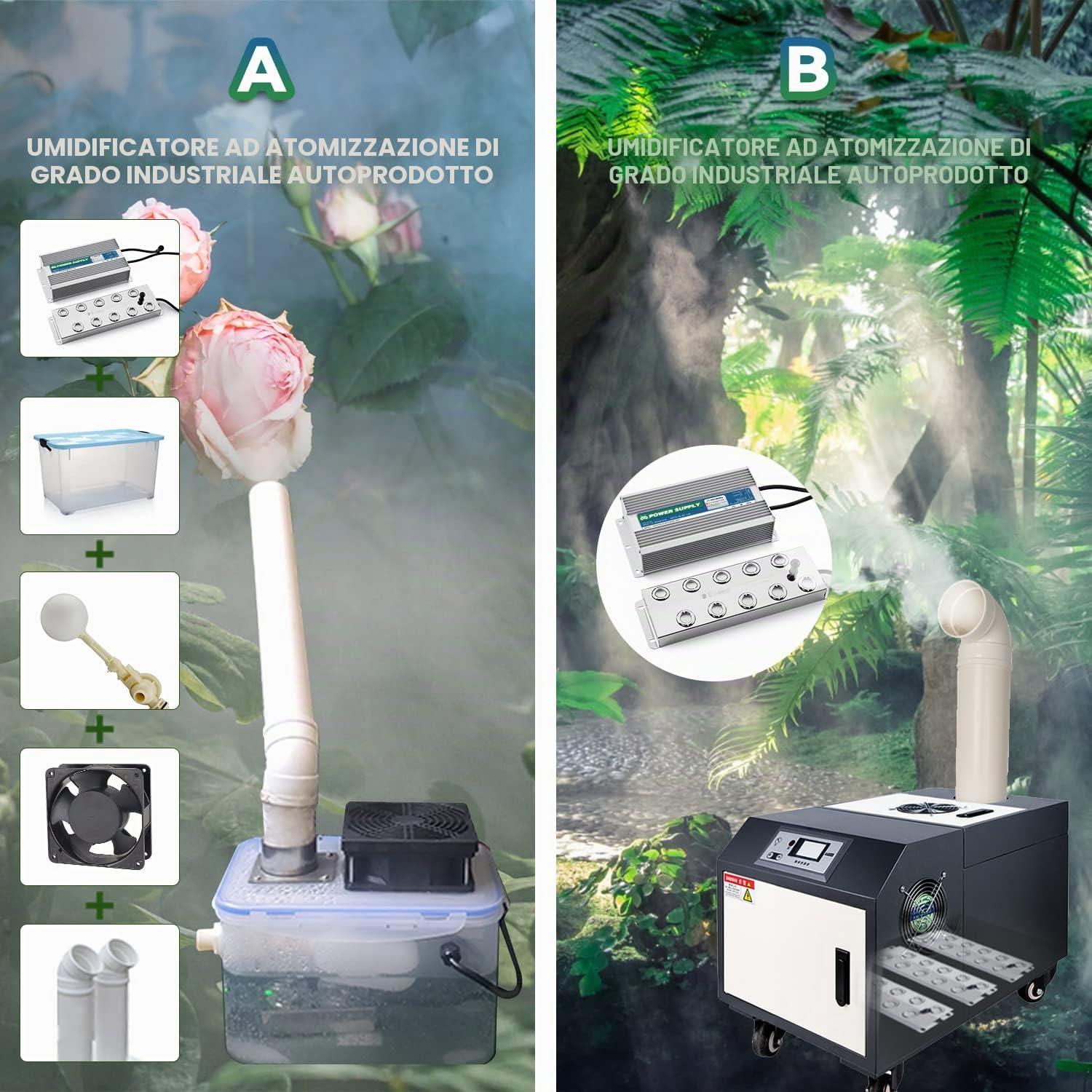 Mxmoonant 12 Teste creatore Nebbia 8.4L/H, ultrasuoni, 400W – Senza Boa | per idroponica, paesaggio, festival, atmosfera, conservazione alimenti