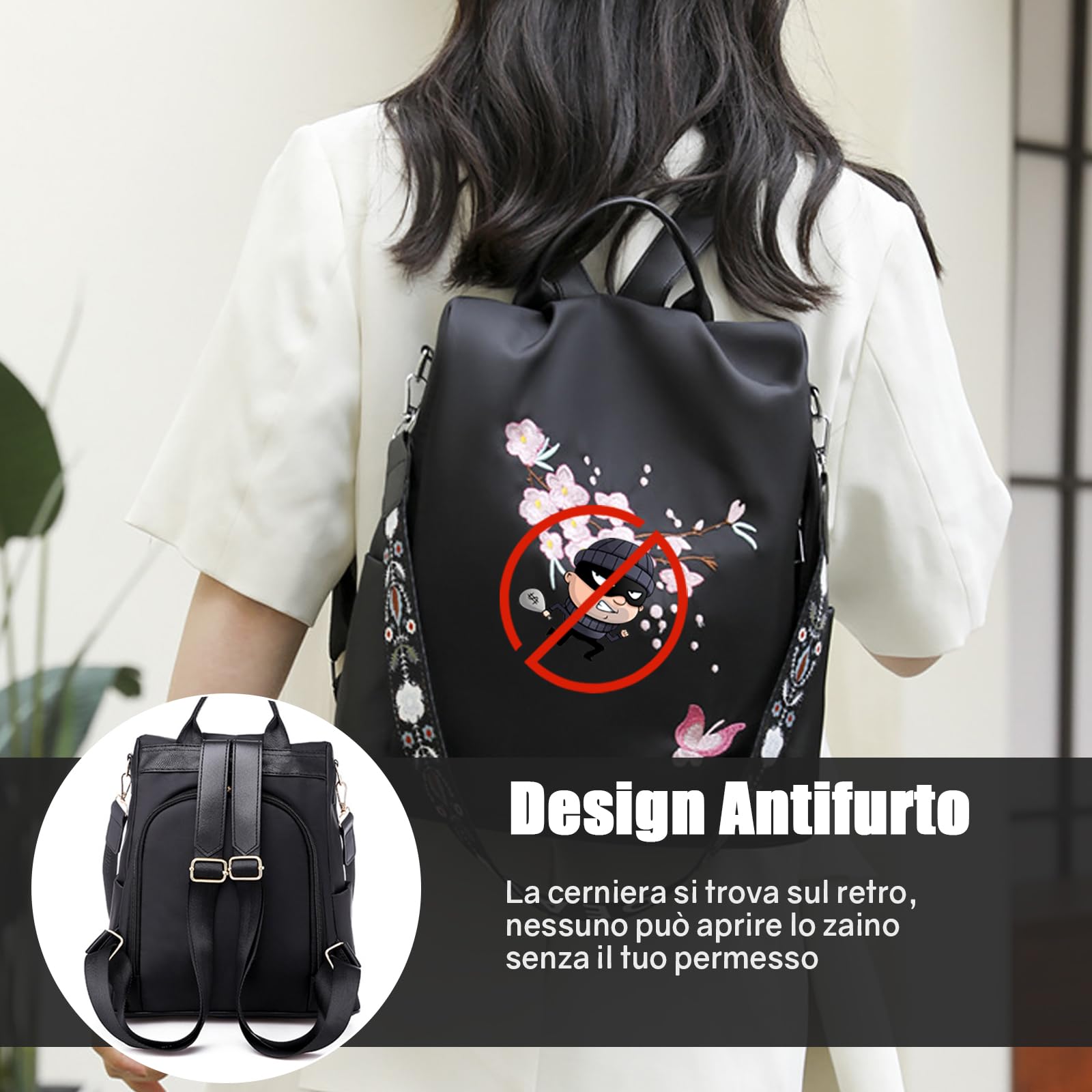 Ray-Velocity Zaino Antifurto Donna, Borse Zainetto Donna Impermeabile, Borsa a Tracolla Moda per Uscire, Lavoro, Viaggio, Scuola, Università