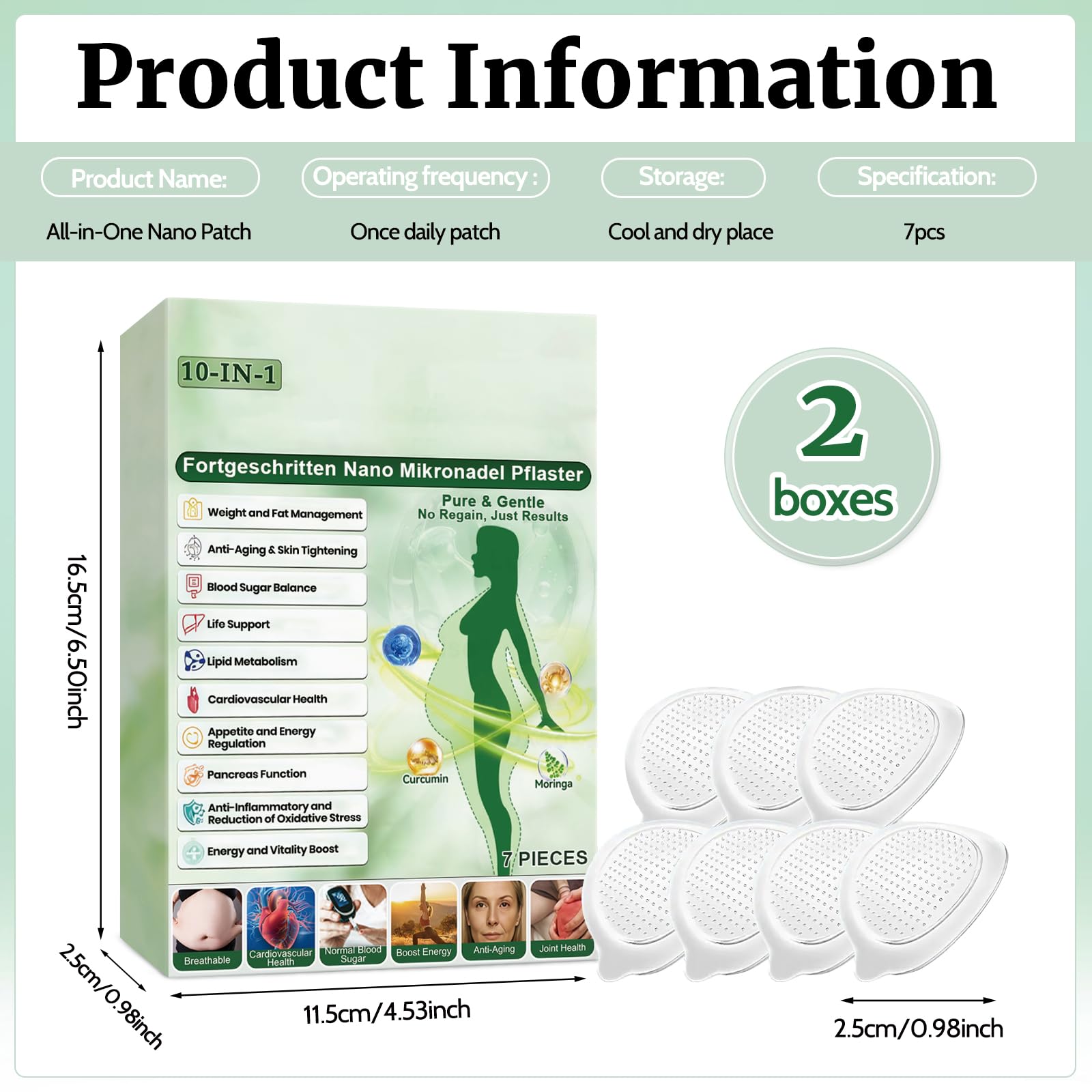 2 confezioni di cerotti dimagranti alla Moringa 10 in 1,cerotti dimagranti con nano microaghi,cerotti alla Moringa 10 in 1,dimagranti e rassodanti,per uomini e donne - 2