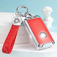 Vista 4 de Compatible con funda para llavero Mazda con llavero de cuero de cristal de protección de 360 grados, Model1-rojo