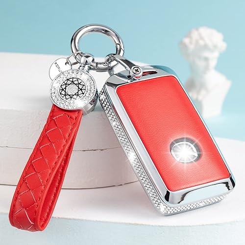 Miniatura 4 de SHANGHONG Funda compatible con Mazda para llavero con llavero de cuero de cristal de protección de 360 grados para Mazda 3, 6, 8, Miata MX-5, CX-3,