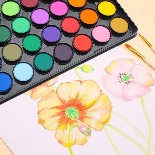 Miniatura 4 de Artecho Juego de pintura de acuarela de 36 colores con 3 pinceles, lavable, diseño de viaje, perfecto para hacer tarjetas, ilustraciones, pintura,