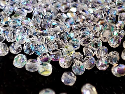Miniatura 4 de 600 cuentas de vidrio de 0.118 in facetadas redondas 1/2 color de masa: cristal AB