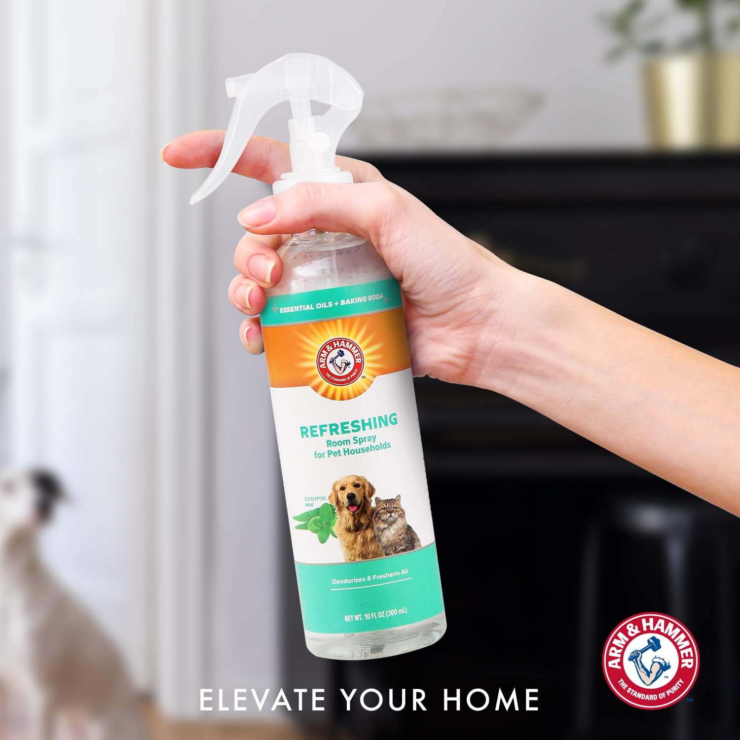 Arm & Hammer for Pets Air Care Refreshing Room Spray for Pet Odor Elimination | 10 oz Eucalyptus Mint Fragrance Air Freshener Spray | Pet Deodorizer Spray with Baking Soda for Pet Households