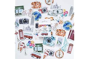 Mini Size Scrapbook Stickers, Travel Theme Stickers for Decorating Laptop, Suitcase, Planners