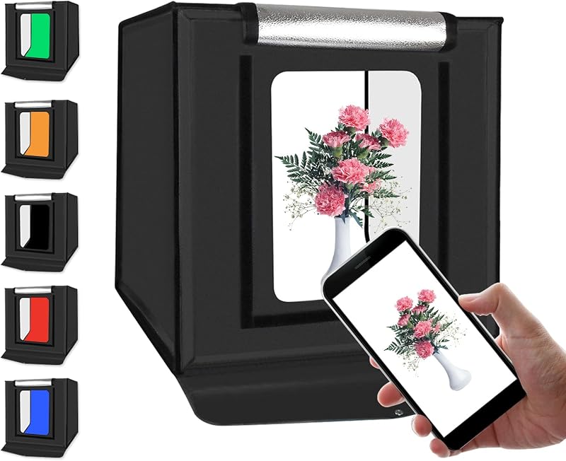 PULUZ Fotó Stúdió Fénydoboz 60x60x60 cm - Összecsukható Fotósátor 120 LED Világítással, 6 Háttérrel, Többszögű Fotózáshoz