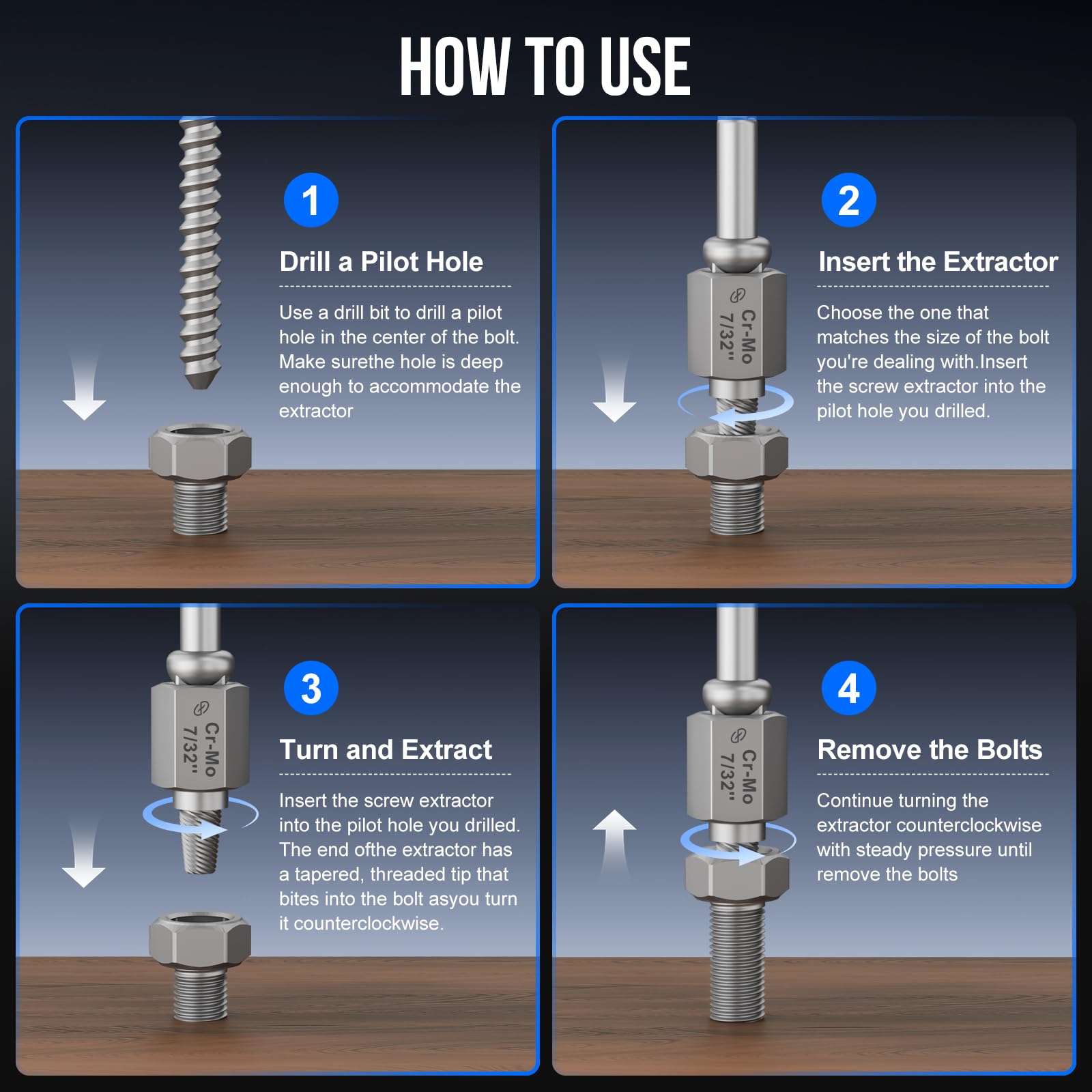 STREBITO Screw Extractors - Remove Stripped Bolts! -3