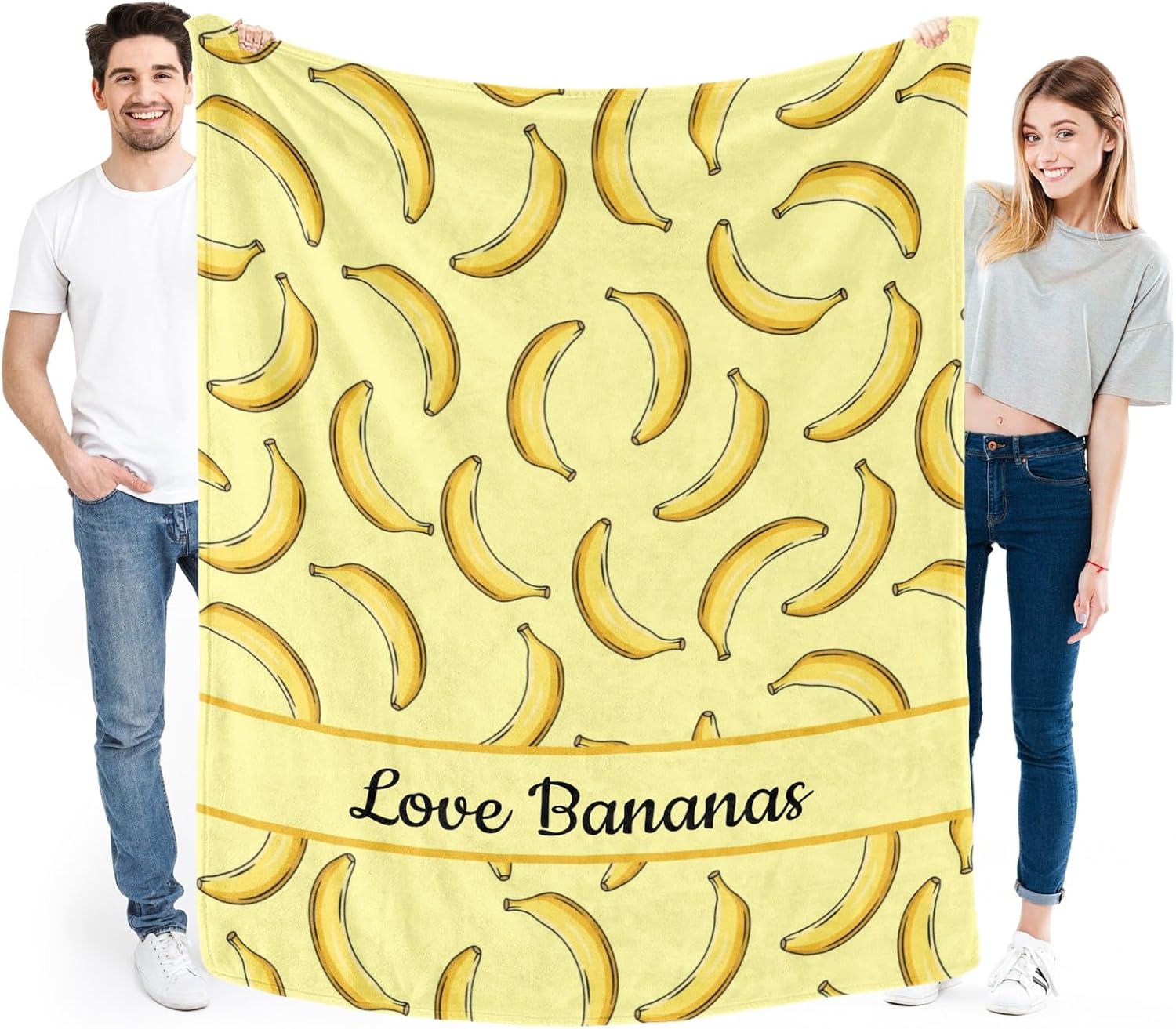 Customized Name Blanket with Banana, Make Your Own Text Blanket for Birthday Christmas Decor Gifts, 60"x80"