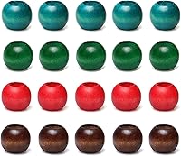 Vista 9 de 120 cuentas de madera rojas de 20 mm y 16 mm para macramé, cuentas espaciadoras de madera vintage de agujero grande