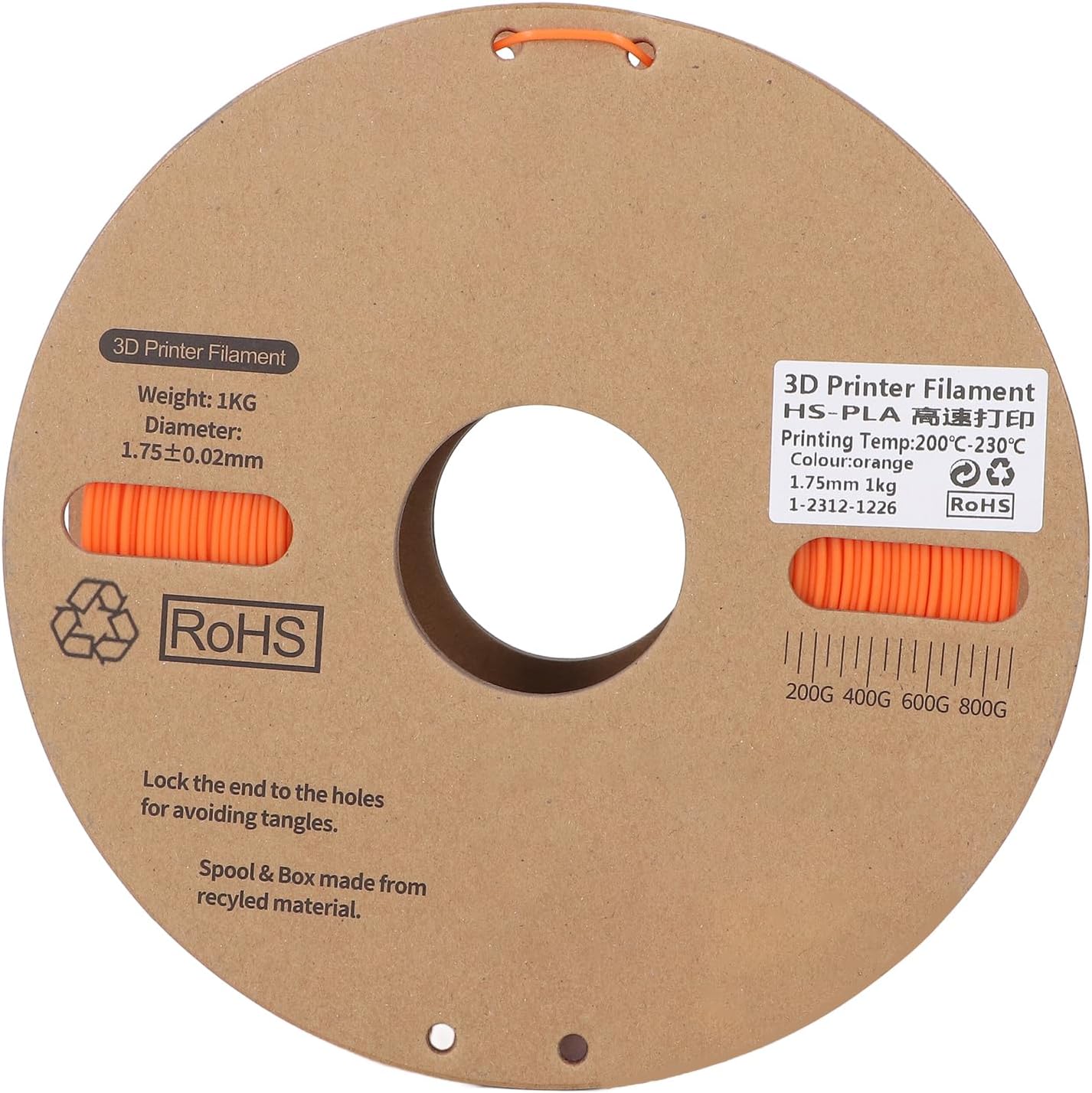 PLA Filament 175mm. Bundle, 3D Printer Filament for Speed Printing 30 600mms/, Orange PLA Filament with Dimensional Accuracy and Toughness, Compatible with