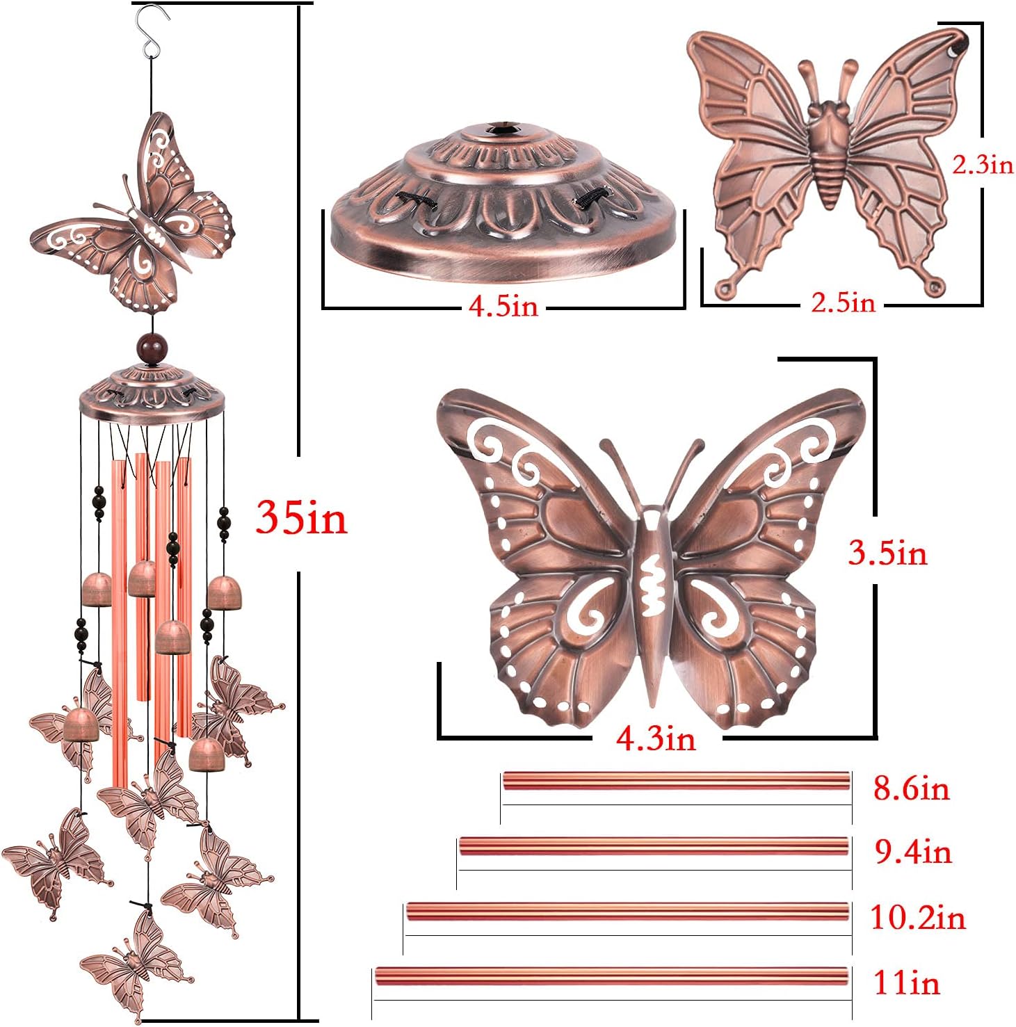 Solawindchime Outdoor Butterfly Wind Chimes, Butterfly Memorial Wind Chimes, Gift Wind Chime, Butterfly Wind Bell, Gifts for Women, for Home, Garden, Indoor, Outdoor Decoration, Garden Wind Chime - Image 4