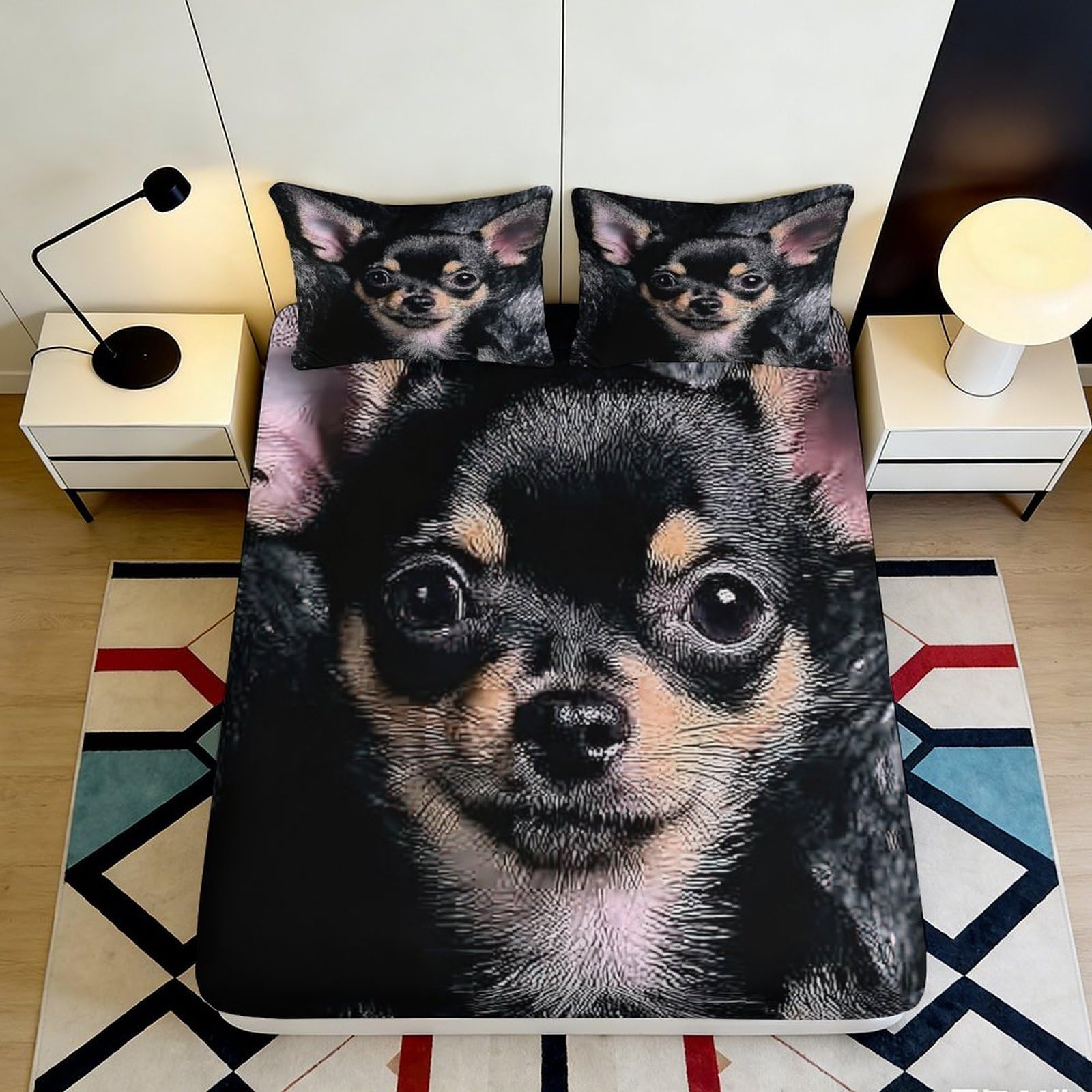 3D Printed Cat Pattern Fitted Sheet, Microfiber Soft Touch, Bedroom Decor, Anti-Slip Mattress Cover, Apartment Bedding, Easy Care, Dust Resistant 180x200x25cm
