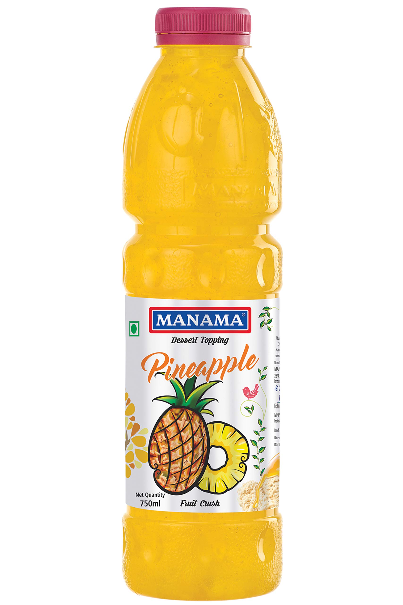Pineapple Crush Fruit Crush use as Topping For Cakes, Ice Creams and Make Thick Shakes, 750ML