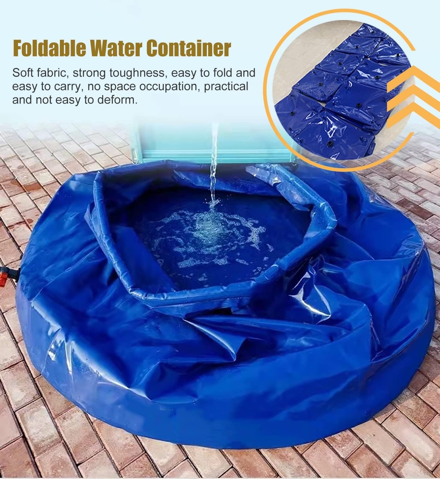 Bolsa de almacenamiento de agua de emergencia, bolsa de transferencia de agua plegable de gran capacidad con grifo, sistema de recogida de agua de lluvia, depósito de agua al aire libre