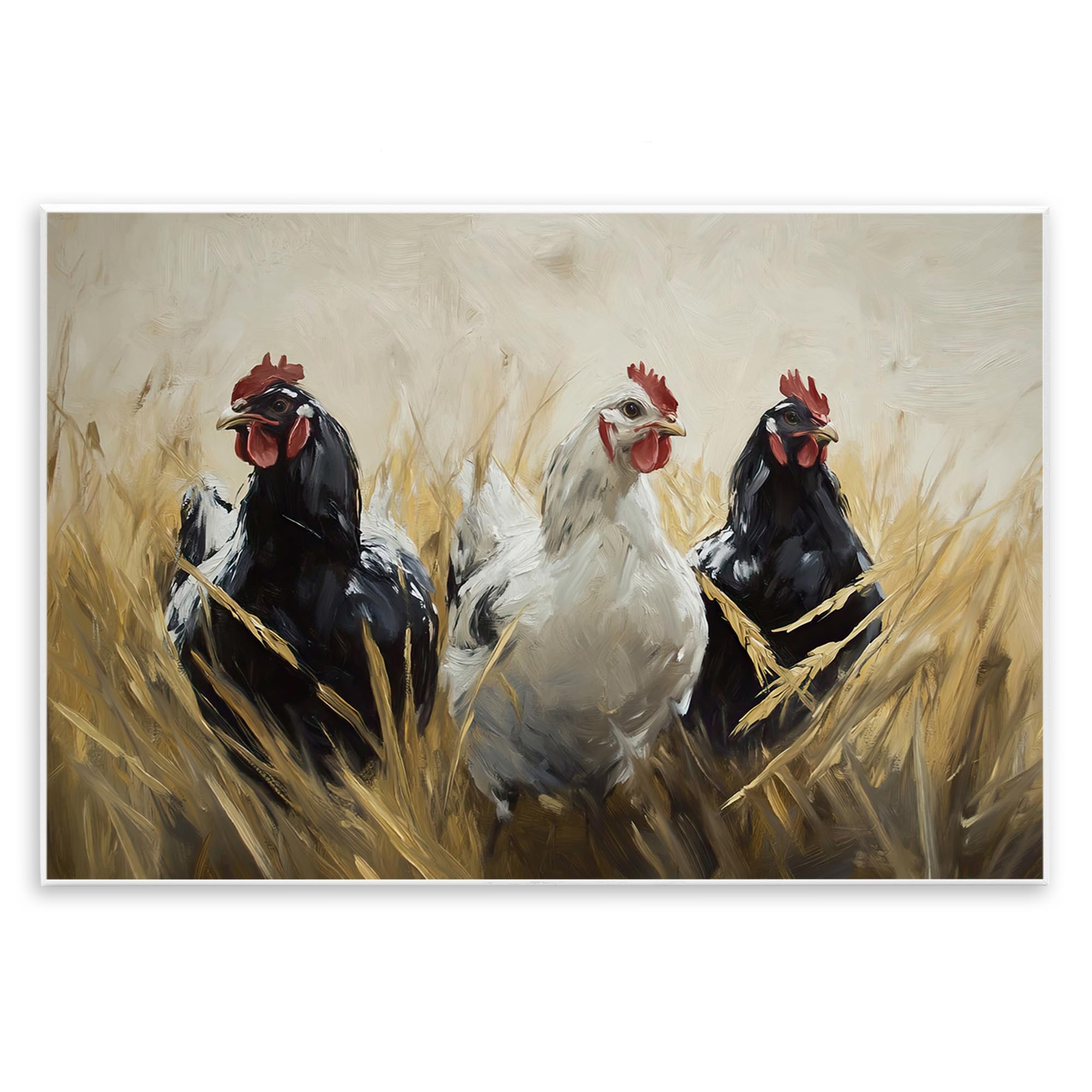 Stupell Industries 'Chickens In Wheat Field', Wall Plaque Art, 15 x 10 Inches, Easy to Hang and Sturdy, Made in USA, by Tina LeCour
