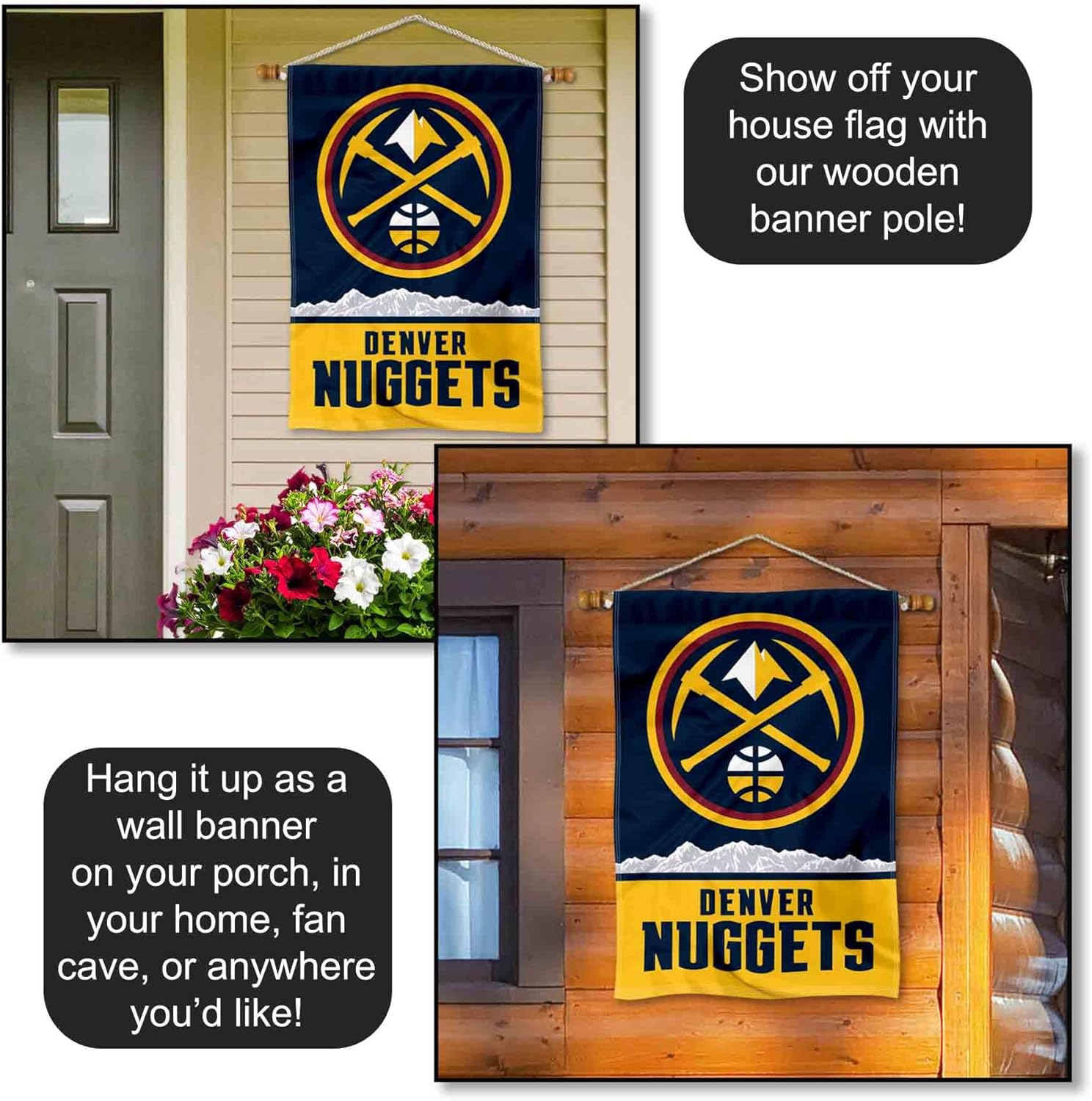 Denver Nuggets Pickaxe Logo Double Sided House Banner Flag